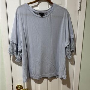Women's Light Blue Lace Sleeve Top